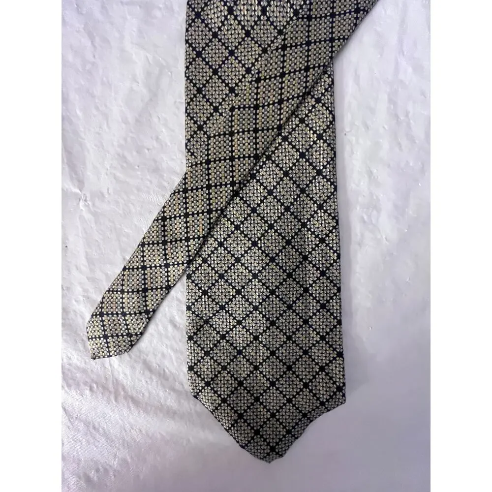 Lot of 5 Vintage Calvin Klein Silk Ties Necktie -Brown Black Geometric